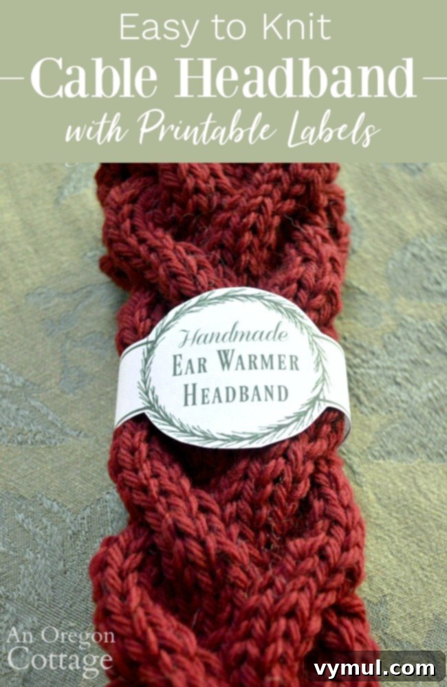 Craft Beautiful Cable Headbands: Free Printable Labels & Step-by-Step Tutorial 25 Knitted Cable Headband and Printable pin