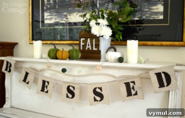 A Blessed Autumn Glow: Gold, Green, White for Your Piano 3 Fall Mantel Decor Idea-Simple blessed fall green and white piano unlit