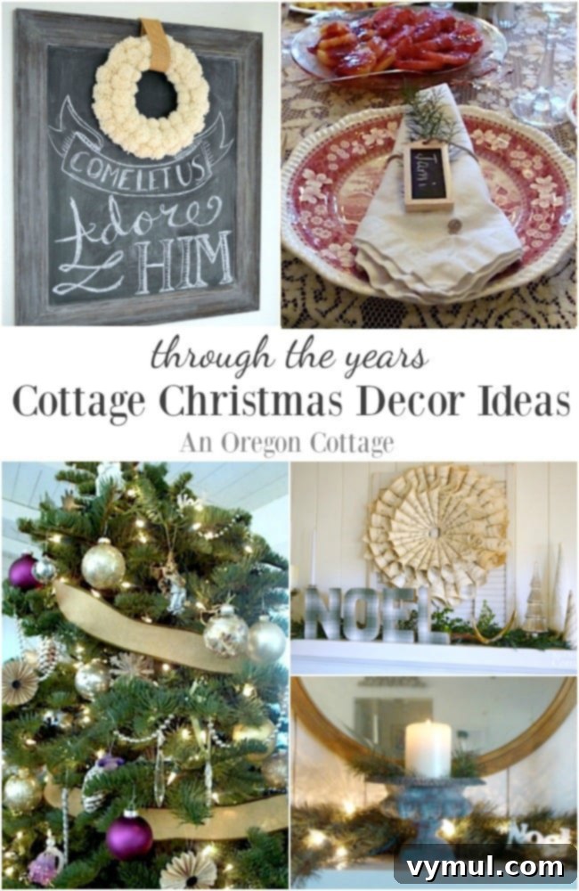 A visual journey through years of Christmas decor at An Oregon Cottage, showcasing evolving styles and clever reuse of holiday favorites.