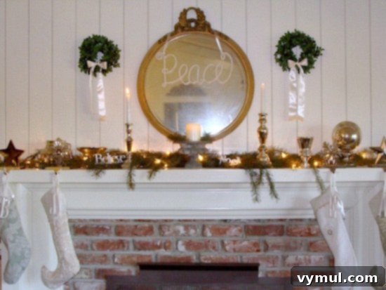 2009 Christmas Mantel: A simple yet elegant holiday mantelpiece, showcasing the beginnings of Christmas decor at An Oregon Cottage during its first year of blogging.