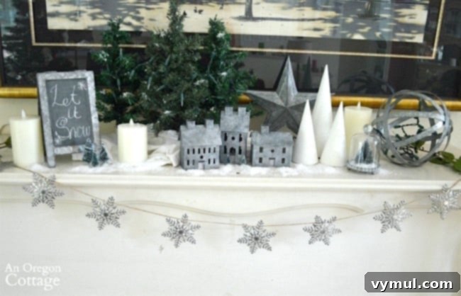 Snowy galvanized Christmas Decorations