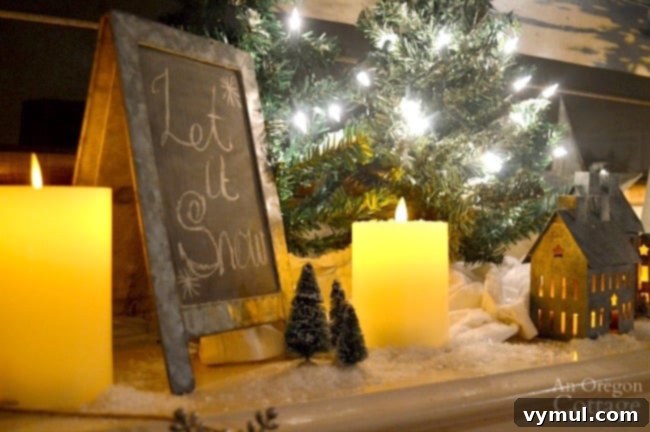 Snowy galvanized Christmas Decorations-let it snow lit