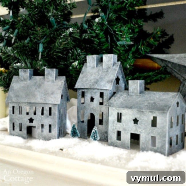 Create a Faux Galvanized Finish Step-by-Step Guide 12 Faux galvanized finish metal village houses