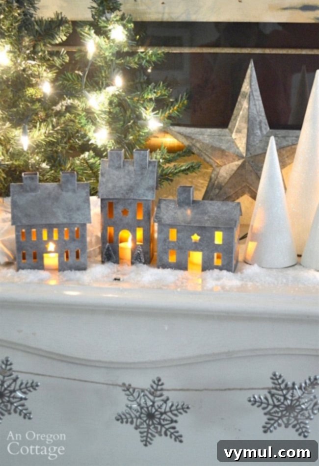 Create a Faux Galvanized Finish Step-by-Step Guide 13 Faux galvanized finish metal village houses with candles