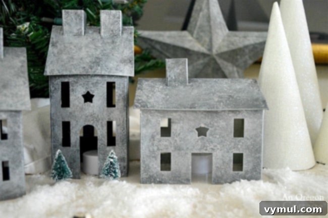 Create a Faux Galvanized Finish Step-by-Step Guide 4 How to paint a faux galvanized finish on metal village houses