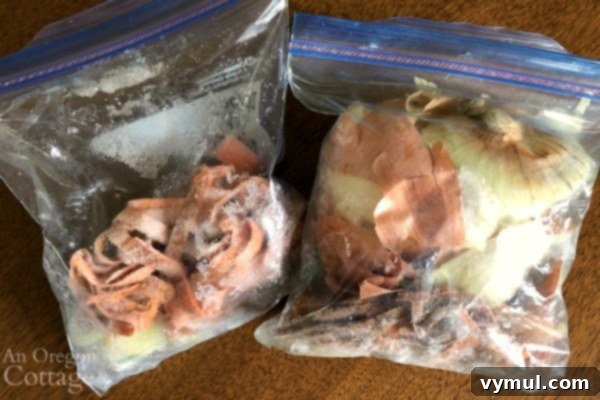 Easy Homemade Bone Broth Slow Cooker and Instant Pot 3 Slow Cooker Chicken Broth-frozen vegetable scraps