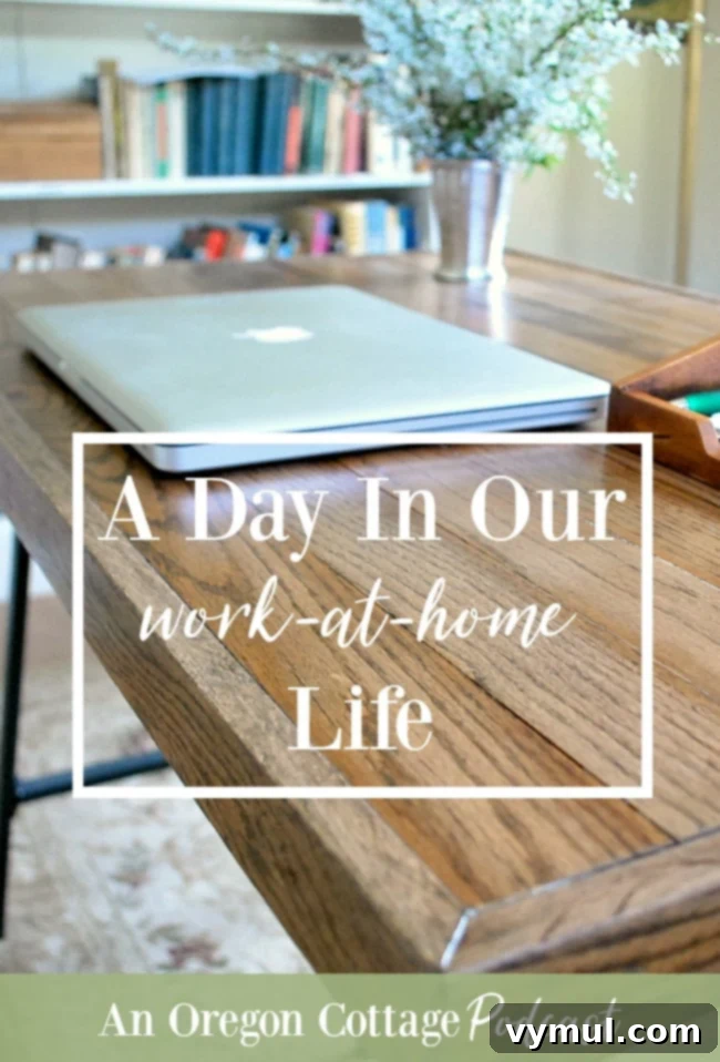 Desk and computer of work at home life, showcasing a neatly organized and productive home office setup.