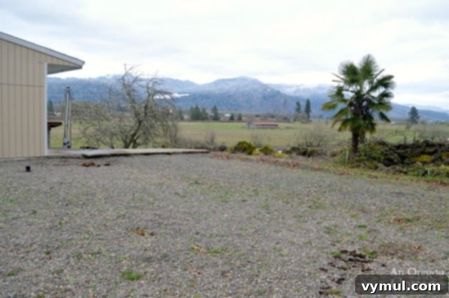 Cultivating Your Farmhouse Kitchen Garden 5 Gravel area of future garden with hills in the background