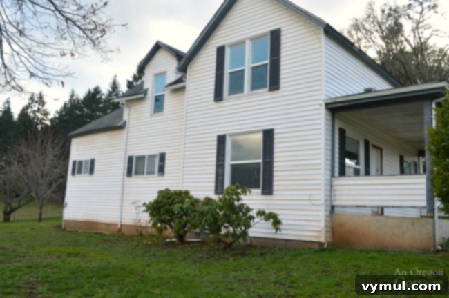 East side of farmhouse.
