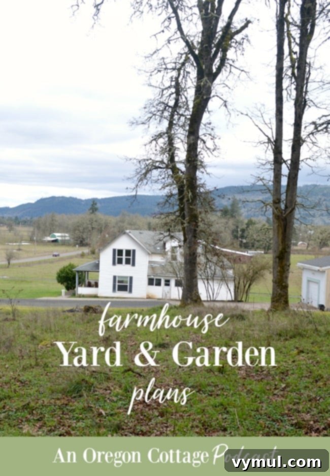 View of farmhouse fixer from woods.