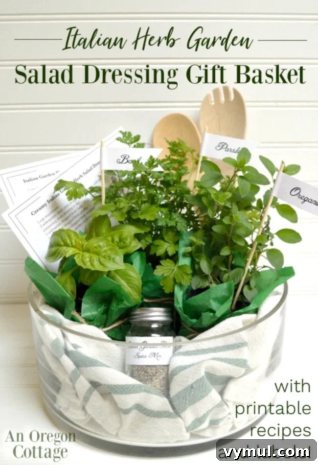 Homemade Italian Herb Dressing Gift Kit with Printable Labels 2 Herb garden salad dressing gift basket