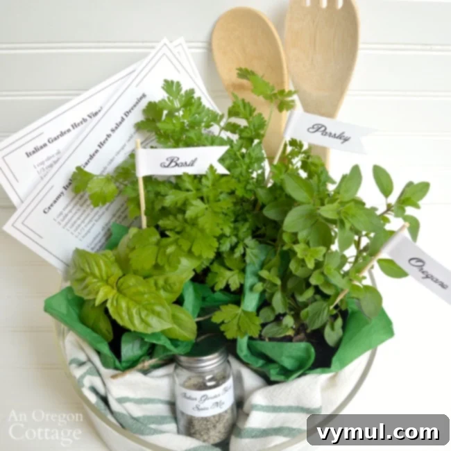 Homemade Italian Herb Dressing Gift Kit with Printable Labels 9 Italian Herb Garden Salad Dressing Gift Basket completed