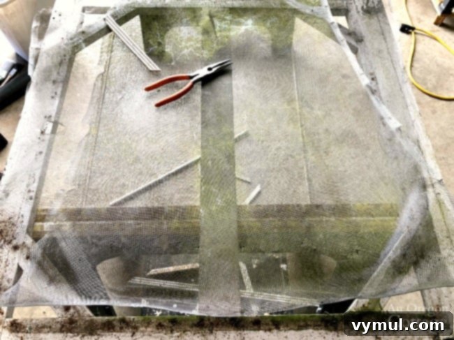 Revive Your Vintage Screen Door 6 removing old screen from vintage screen door