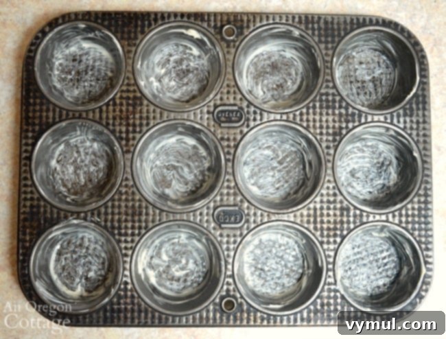 Honey-Kissed Blackberry Oat Muffins 4 buttered muffin tin