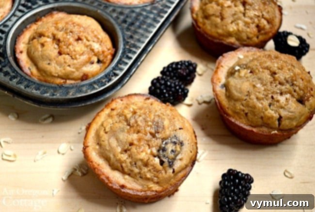 Honey-Kissed Blackberry Oat Muffins 6 Muffin batter in cups