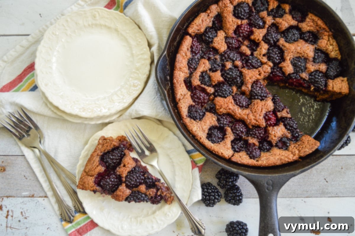 16 Wholesome & Easy Desserts: Six Ingredients or Fewer 13 serving skillet blackberry cobbler onto white plate