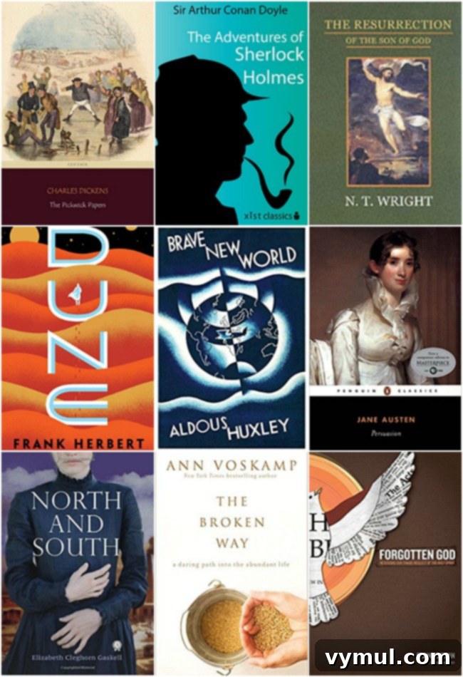 Podcast Ep 37: Master Your Reading: Why, What, and How to Make Time 4 A collage of 9 great book covers, representing classic and contemporary fiction and non-fiction titles recommended by An Oregon Cottage podcast.