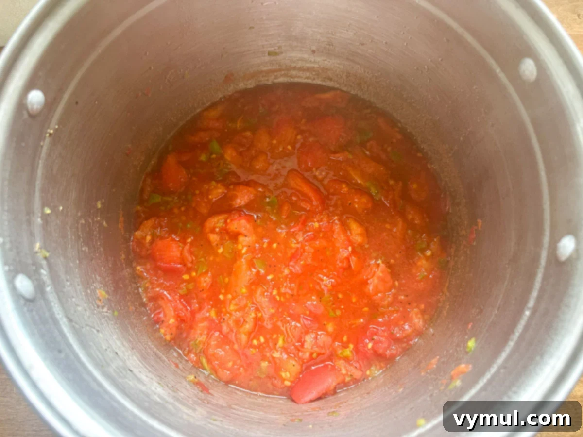 Homemade Rotel-Style Tomato and Green Chili Mix 6 Homemade Rotel after cooking 10 minutes.