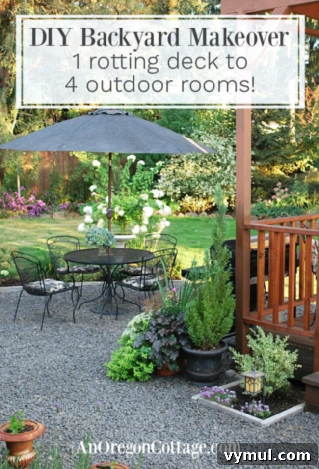 Crafting an Outdoor Oasis Four Rooms from a Single Rotten Deck 2 Stunning DIY Backyard Makeover: Before and After Transformation