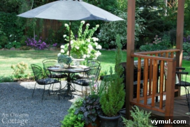 Crafting an Outdoor Oasis Four Rooms from a Single Rotten Deck 8 DIY Backyard Makeover: Spacious Gravel Dining Patio After