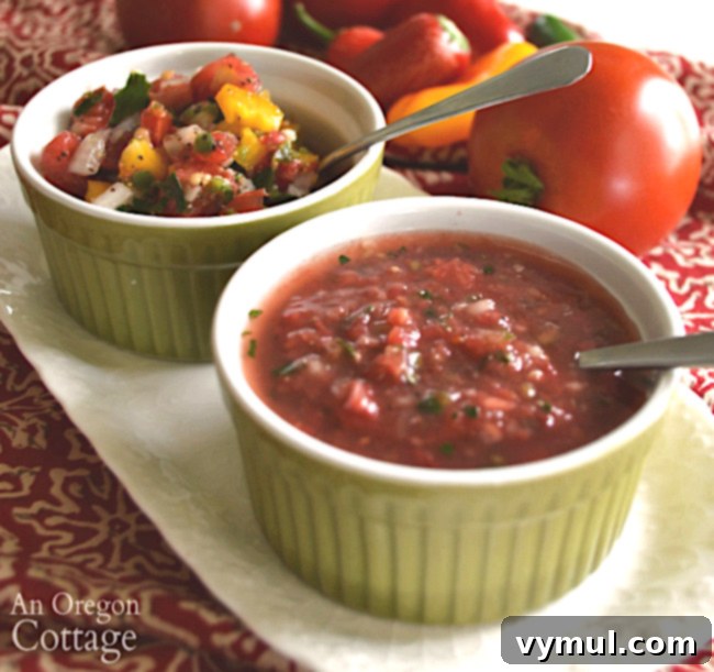 Fresh Salsa and Pico de gallo with hot peppers.