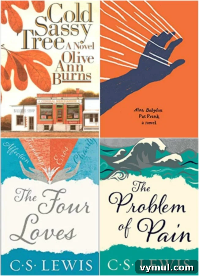 My Favorite Finds, Vol. 7: Cascade Lakes Adventures, Spiralized Delights, Eco-Friendly Coffee & Bookish Bliss 7 Covers of four books reviewed: Cold Sassy Tree, Alas, Babylon, The Four Loves, and The Problem of Pain