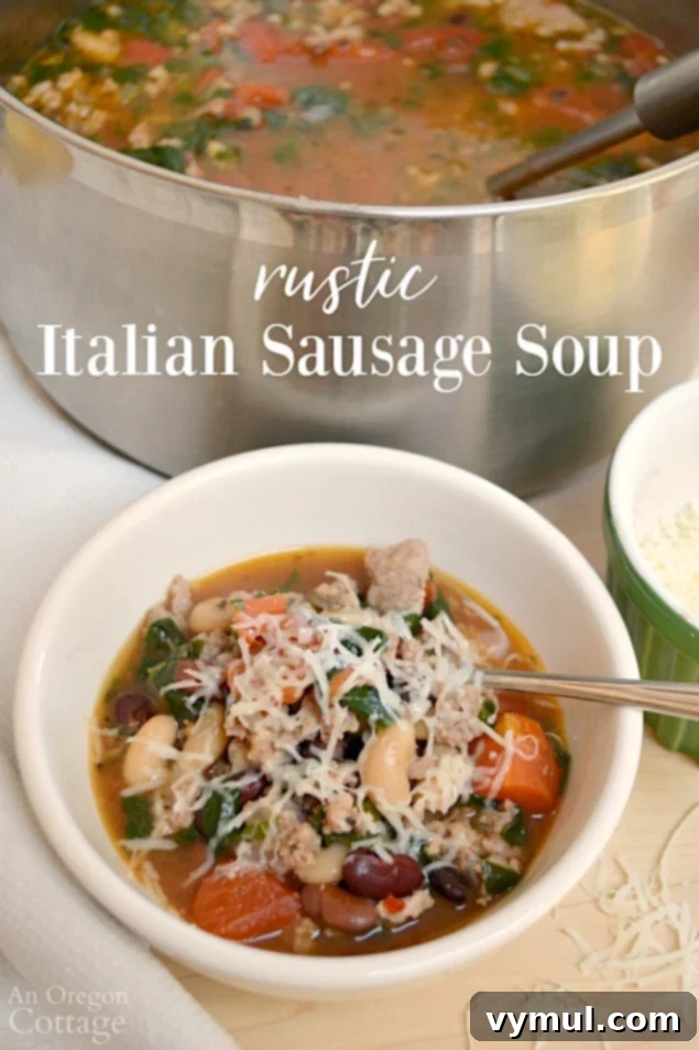 Rustic Italian Sausage Soup-Eat at Home Tonight