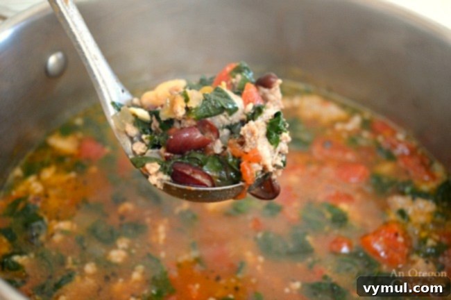 Serving Rustic Italian Sausage Soup