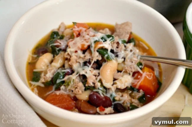 Rustic Italian Sausage Soup in bowl