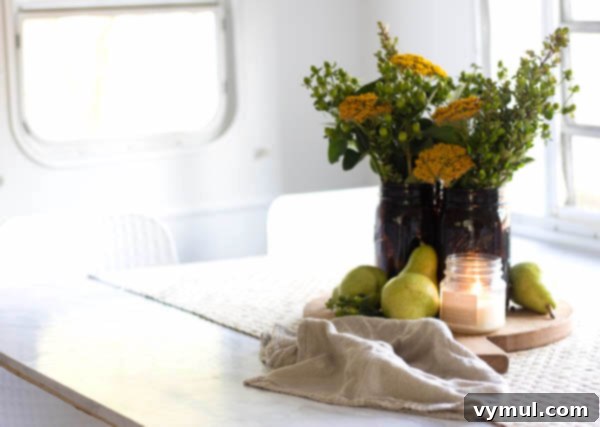 Fall Farmhouse Focal Points Cozy Cottage Centerpieces 13 Easy Fall Centerpiece with Mason Jars, Pears, and Candles