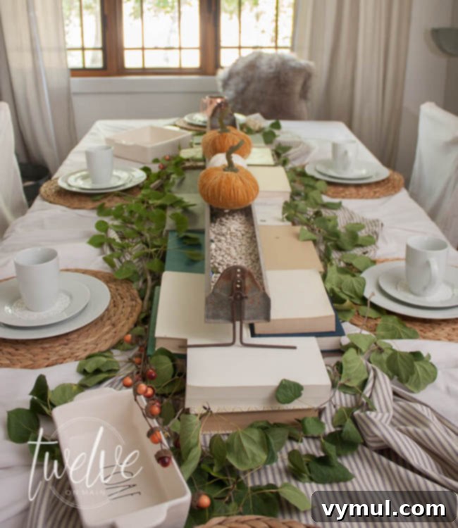 Fall Farmhouse Focal Points Cozy Cottage Centerpieces 20 Bookish Farmhouse Style Fall Table with Books and Chicken Feeder