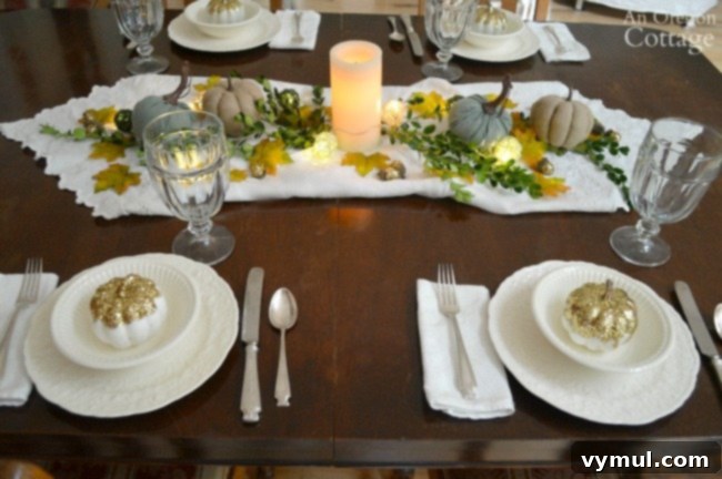 Fall Farmhouse Focal Points Cozy Cottage Centerpieces 4 Simple Gold, Green, and White Fall Table Centerpiece