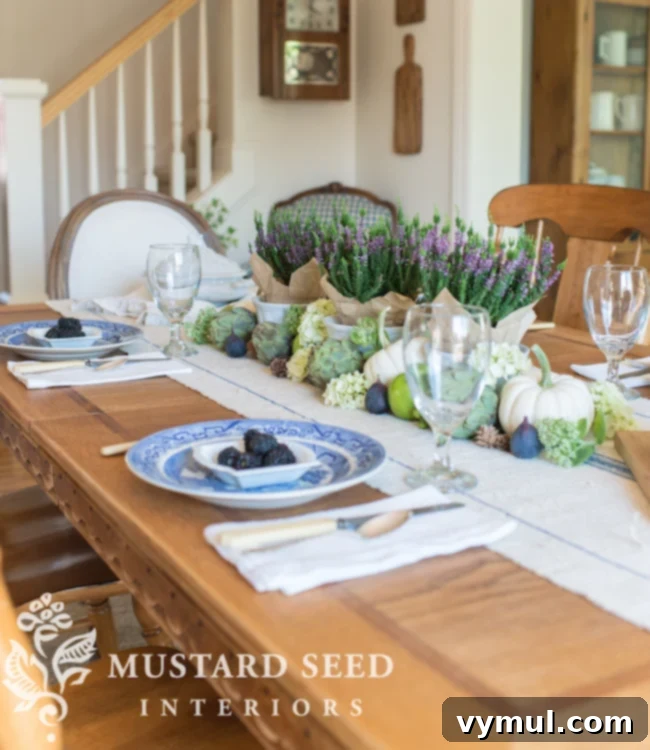 Fall Farmhouse Focal Points Cozy Cottage Centerpieces 8 Heather and Vegetables Fall Table Centerpiece from Miss Mustard Seed