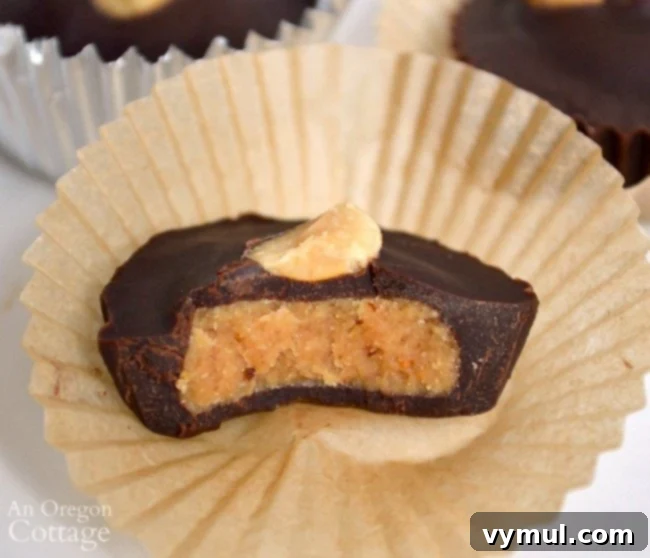 Savor the Sweetness, Skip the Sugar 11 Honey Sweetened Peanut Butter Chocolate Cup with bite