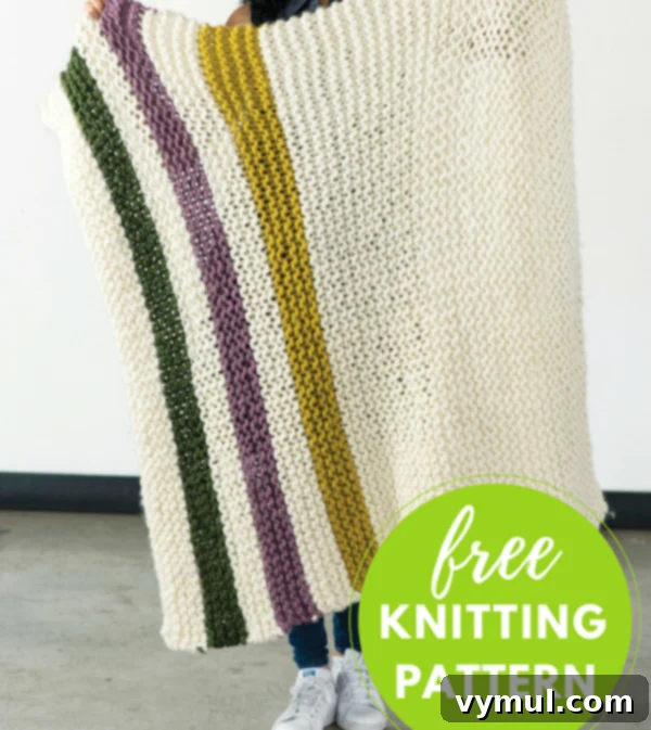 Quick and Free Knitted Gifts 21 Knitted Striped Blanket Free Knitting Pattern
