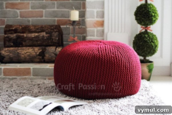 Quick and Free Knitted Gifts 23 cozy-knit-pouf-Craft Passion