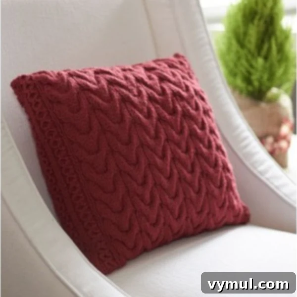 Quick and Free Knitted Gifts 24 Knitted Cable Pillow Cover-Love Knitting