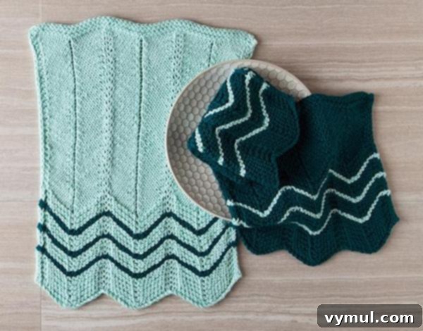 Quick and Free Knitted Gifts 26 Knitted chevron towel-dishcloth at Knitpicks