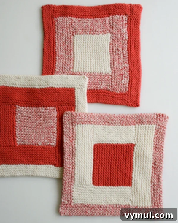 Quick and Free Knitted Gifts 29 Knitted Gift-log-cabin-washcloths from Purl Soho