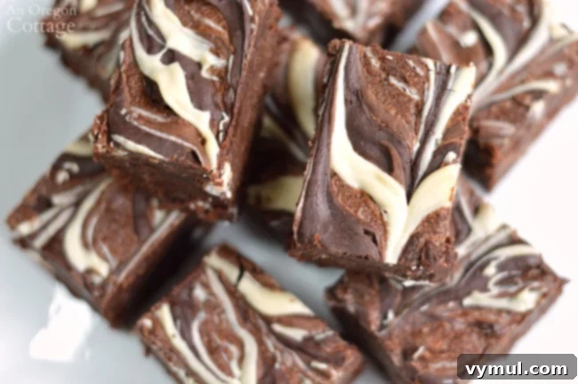 Ep. 47: From Hoarding Habits to KonMari Magic, Farmhouse Freshness, and Cookie Cravings 6 Swirled tops of Decadent Quadruple Chocolate Brownies, a family favorite holiday treat.