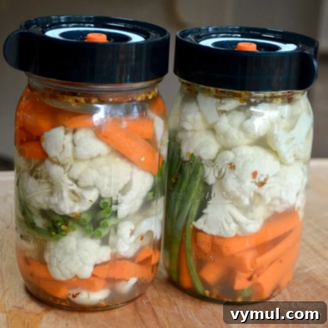 Fermented pickled vegetables - jars with lids from An Oregon Cottage
