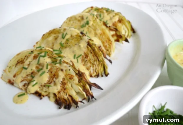 Roasted Cabbage Wedges with Onion Dijon Sauce from An Oregon Cottage will change how you think about cabbage