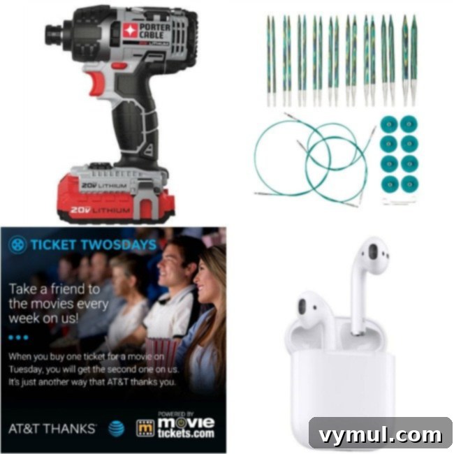 Podcast Cool Things - Items 13-16: Impact Driver/Drill, Knitpicks Needles, AT&T Ticket Twosdays, Apple Airpods