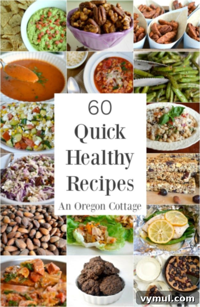 Sixty Plus Fast Healthy Recipes for Simple Meal Prep 2 A vibrant collage featuring a variety of quick and healthy dishes, including fresh salads, savory entrees, and delicious snacks, arranged artfully to inspire healthy eating and meal planning.