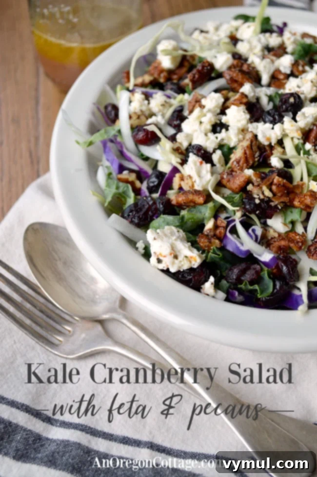 Vibrant Kale Cranberry Salad with Feta and Maple Pecans