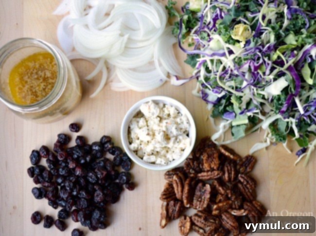 Ingredients for a healthy Kale Cranberry Salad