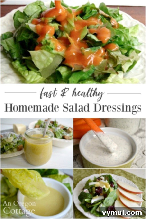 Collage of various homemade salad dressings recipes