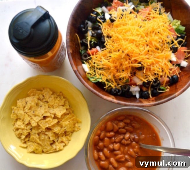 Ingredients for a colorful Tex-Mex Salad with Ranch Style Beans