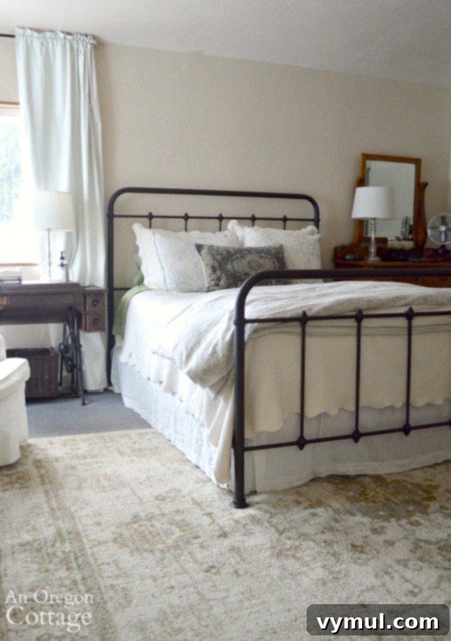 Thirteen Picks: Spring Gardens, Our Best Metal Bed, Modest Swimwear, and Essential Entertainment 7 Farmhouse Metal Bed in a bedroom setting, styled with neutral bedding.