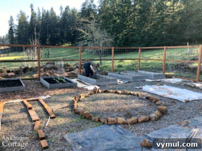 The Ultimate Vegetable Garden Blueprint 4 Construction of raised garden beds, showing initial framing.